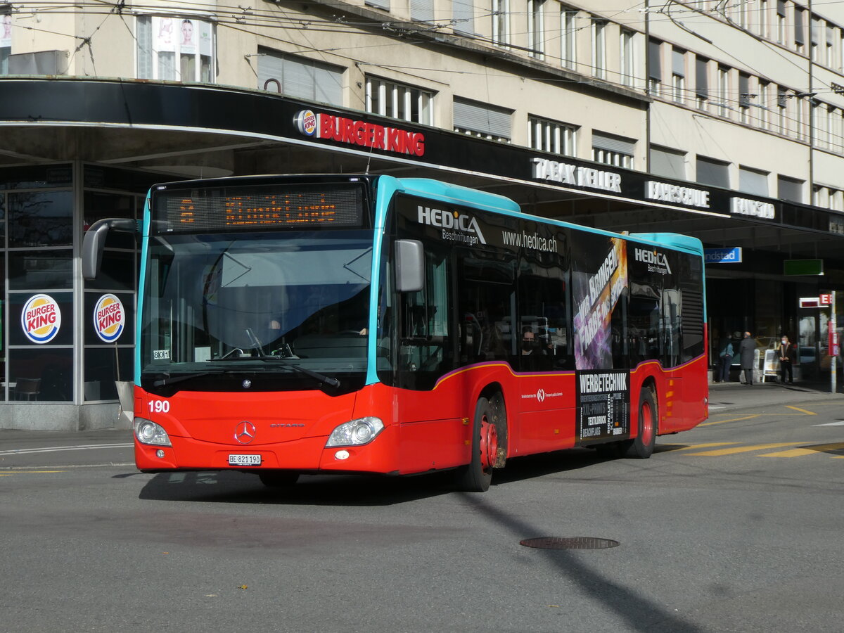 (230'110) - VB Biel - Nr. 190/BE 821'190 - Mercedes am 8. November 2021 beim Bahnhof Biel