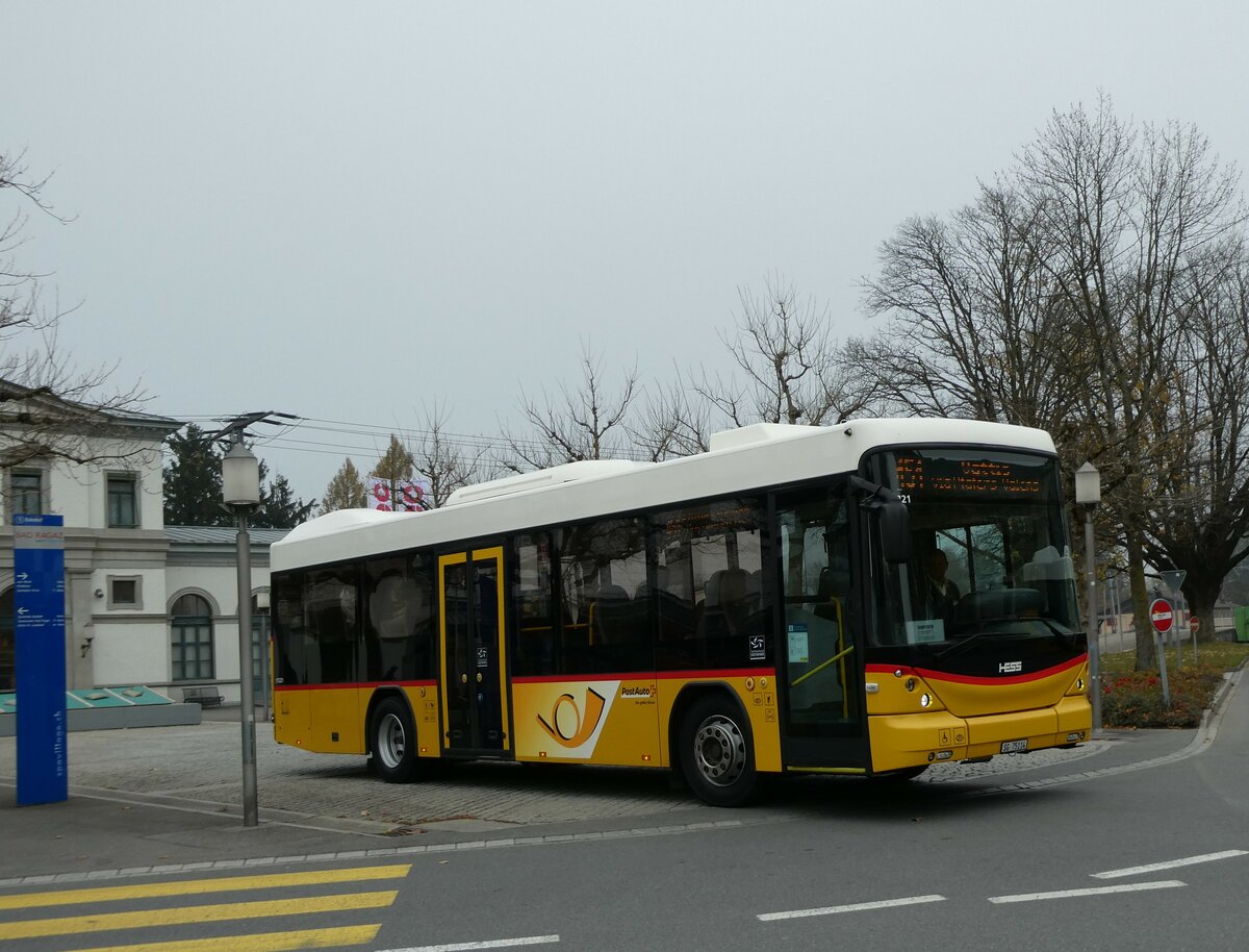 (230'549) - Gessinger, Bad Ragaz - SG 75'114 - Scania/Hess am 12. November 2021 beim Bahnhof Bad Ragaz