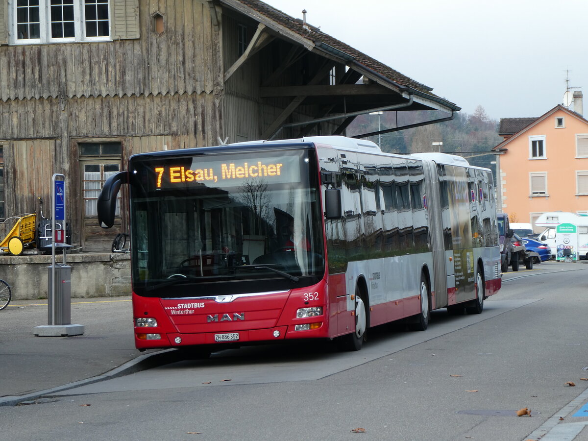 (230'840) - SW Winterthur - Nr. 352/ZH 886'352 - MAN am 21. November 2021 beim Bahnhof Winterthur Wlflingen