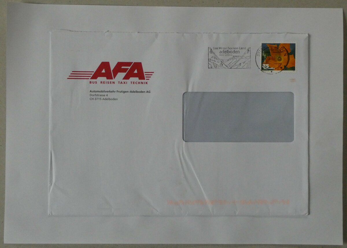 (231'776) - AFA-Briefumschlag vom 24. Mai 2016 am 3. Januar 2022 in Thun