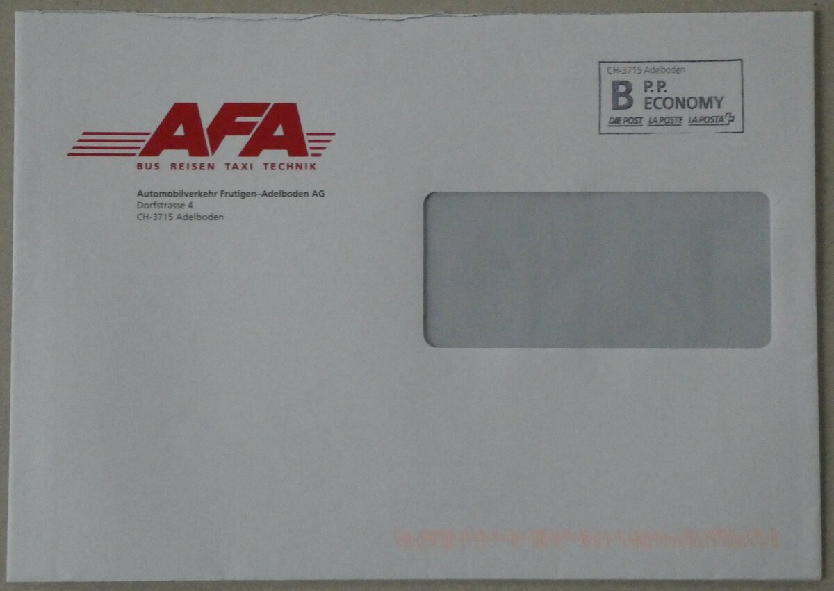 (232'146) - AFA-Briefumschlag von 2019 am 20. Januar 2022 in Thun