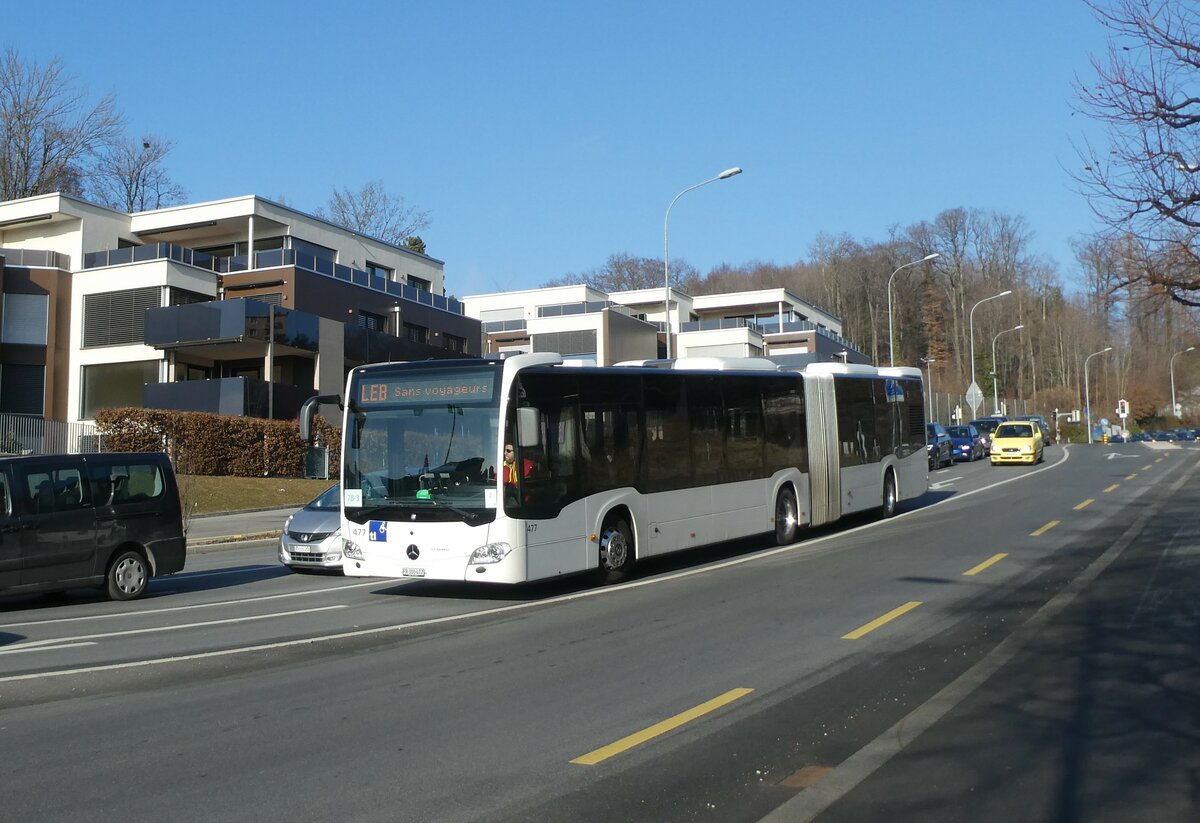 (232'378) - Intertours, Domdidier - Nr. 477/FR 300'477 - Mercedes (ex Nr. 202) am 23. Januar 2022 in Prilly, Route du Mont (Einsatz TL)