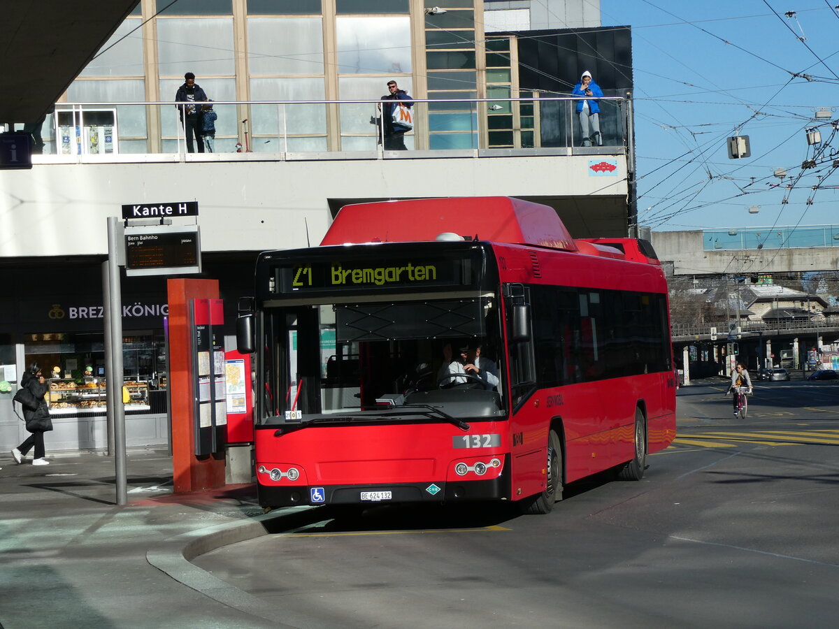 (232'497) - Bernmobil, Bern - Nr. 132/BE 624'132 - Volvo am 30. Januar 2022 beim Bahnhof Bern