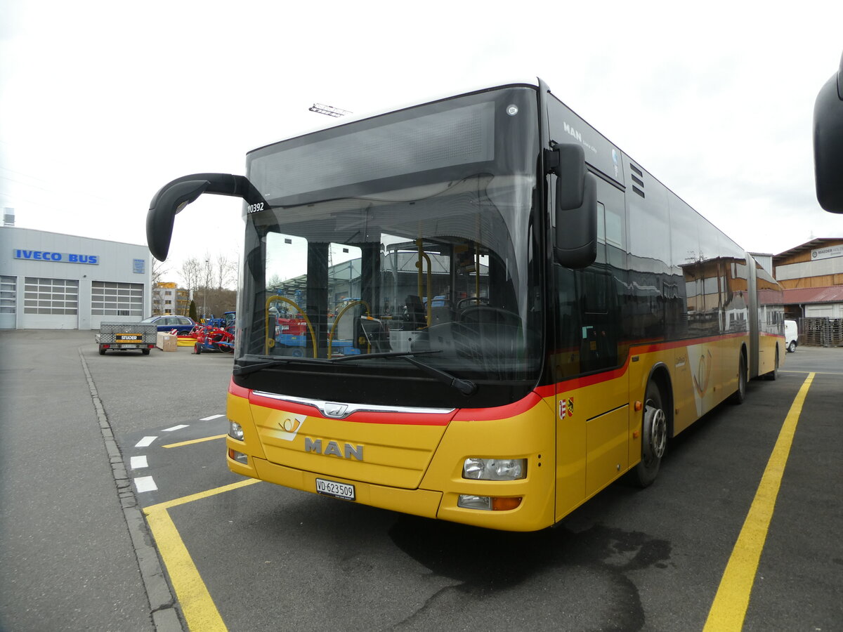 (232'716) - CarPostal Ouest - VD 623'509 - MAN (ex JU 52'077; ex Nr. 74) am 6. Februar 2022 in Kerzers, Interbus