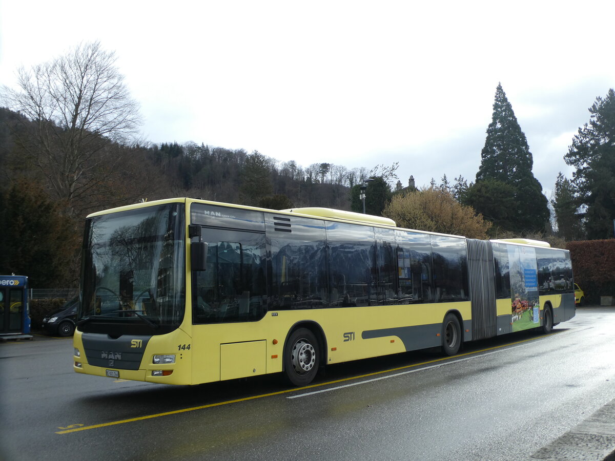 (233'074) - STI Thun - Nr. 144/BE 801'144 - MAN am 22. Februar 2022 bei der Schifflndte Thun