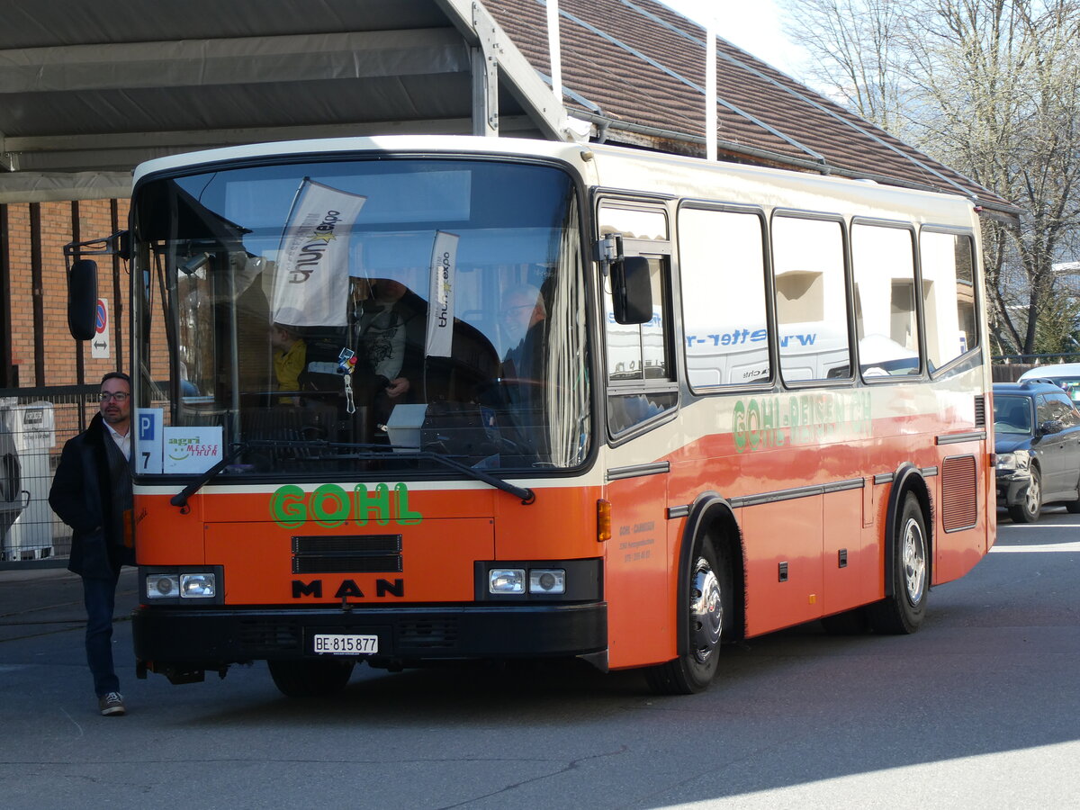 (233'355) - Gohl, Herzogenbuchsee - BE 815'877 - MAN/Lauber (ex AMSA Chiasso Nr. 19; ex Tresch, Amsteg) am 3. Mrz 2022 in Thun, Expo