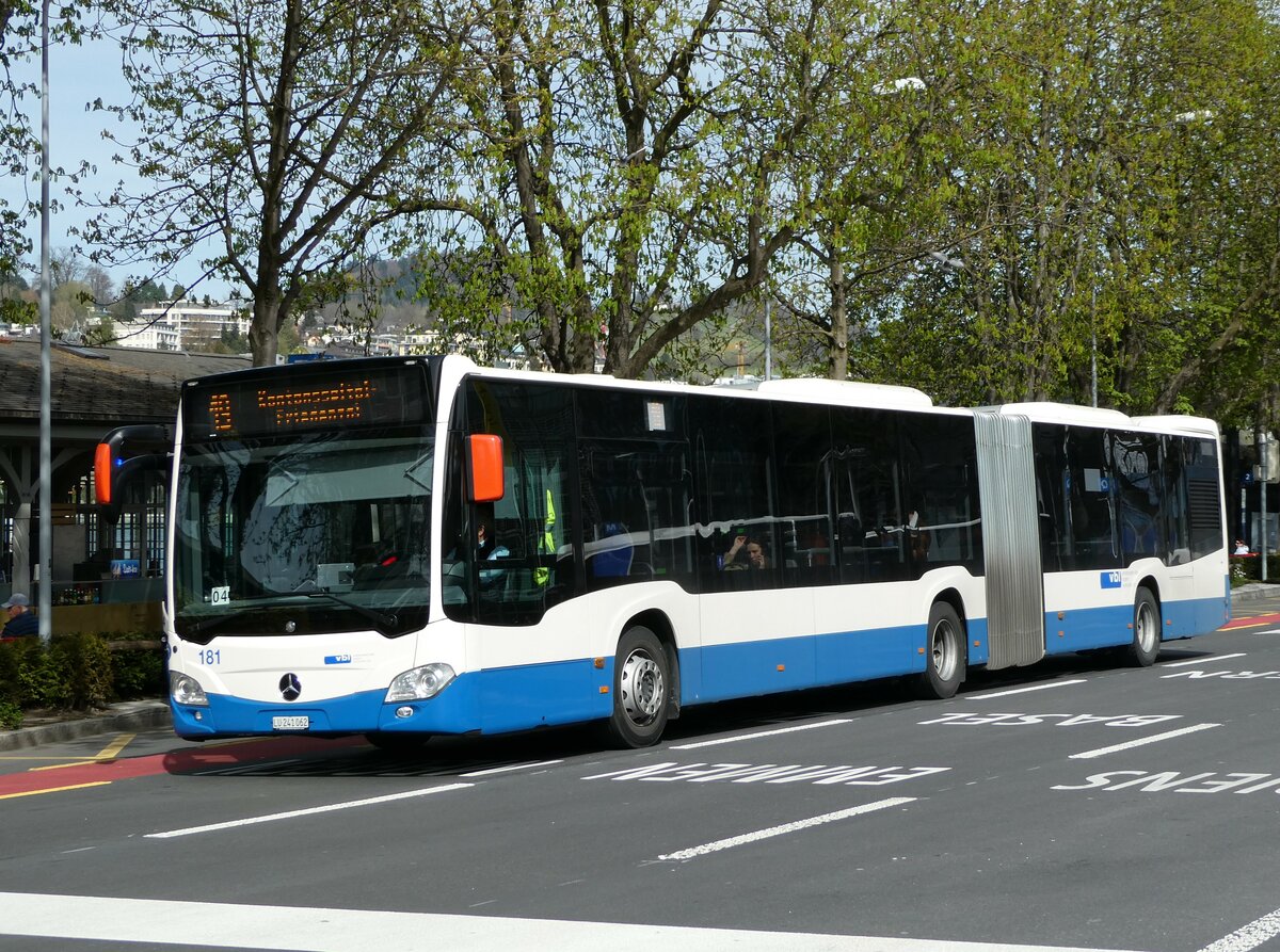 (234'470) - VBL Luzern - Nr. 181/LU 241'062 - Mercedes am 11. April 2022 beim Bahnhof Luzern