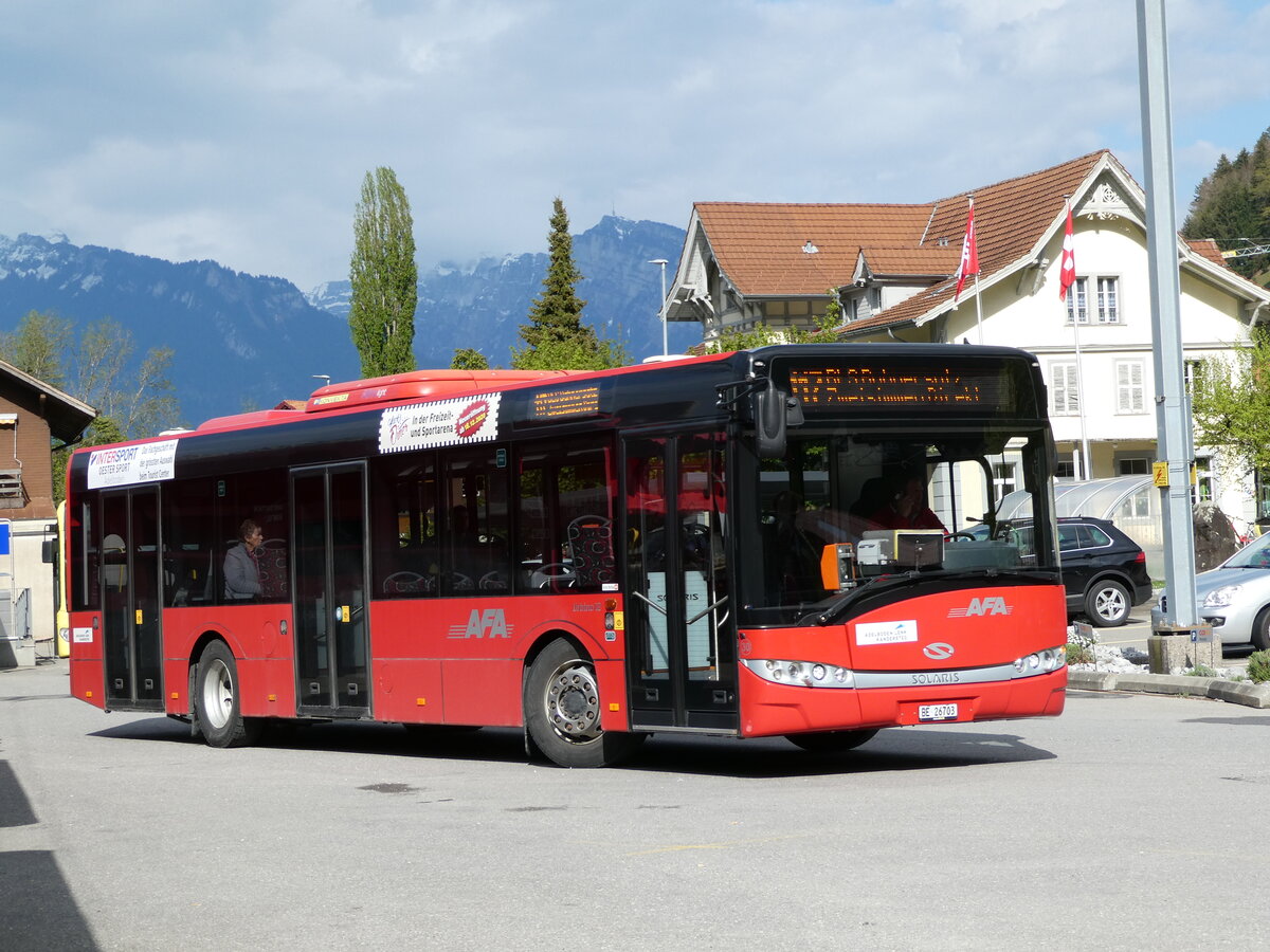 (234'861) - AFA Adelboden - Nr. 30/BE 26'703 - Solaris am 26. April 2022 beim Bahnhof Wimmis