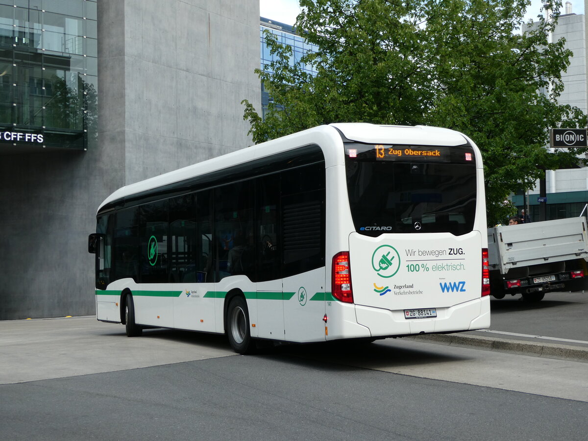 (235'184) - ZVB Zug - Nr. 141/ZG 88'141 - Mercedes am 4. Mai 2022 beim Bahnhof Zug