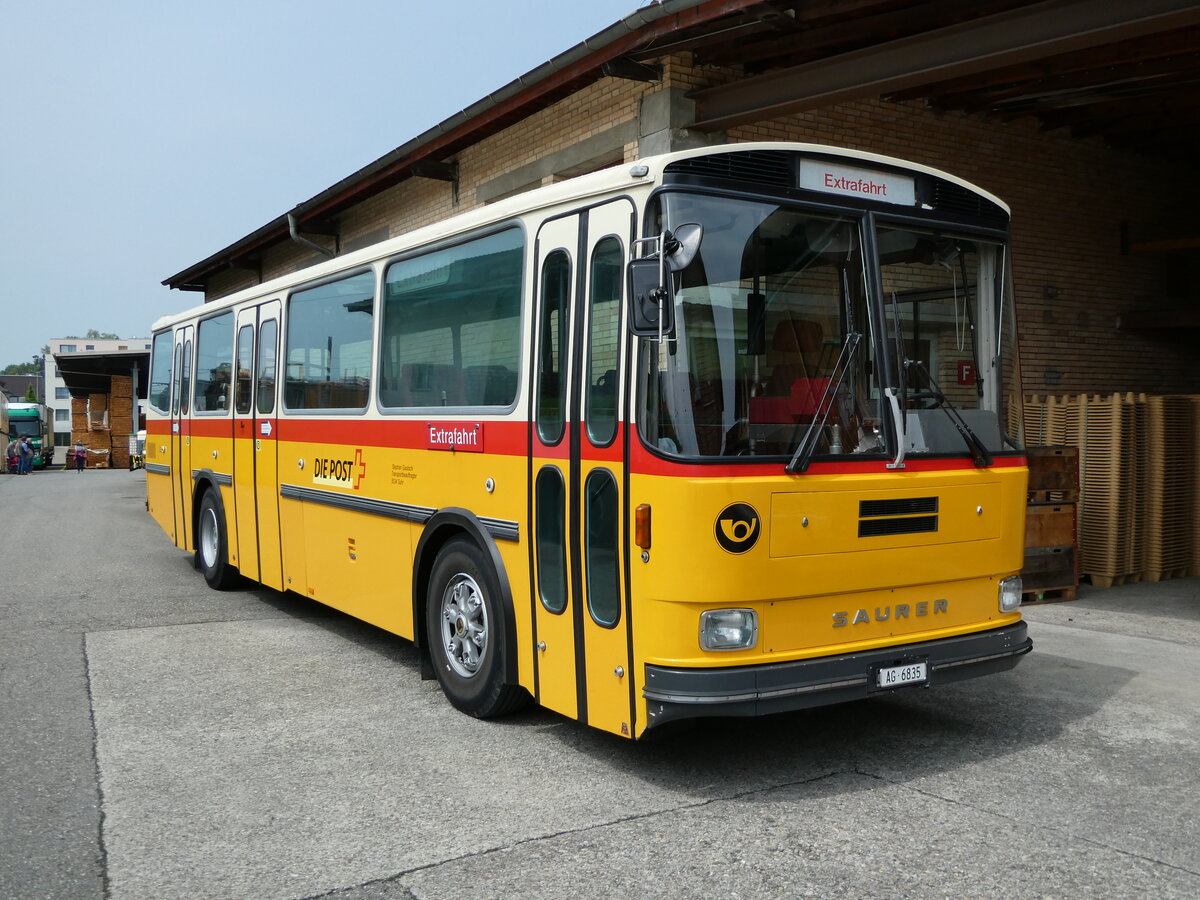 (235'373) - Gautschi, Suhr - AG 6835 - Saurer/Tscher (ex Ltscher, Neuheim Nr. 200; ex Cartek, Regensdorf; ex P 25'822) am 7. Mai 2022 in Attikon, Wegmller