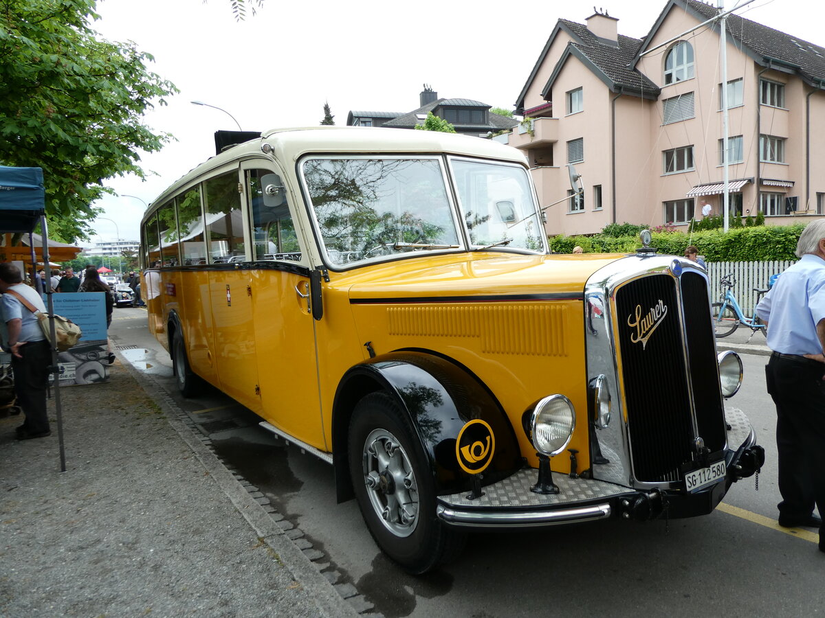 (235'979) - Baumgartner, Horn - Nr. 4/SG 112'580 - Saurer/Saurer (ex Nr. 2; ex Mckli, Basadingen; ex Diverse Besitzer; ex OAK Wangen a.A. Nr. 10; ex P 23'082; ex P 2134) am 21. Mai 2022 in Arbon, Arbon Classics