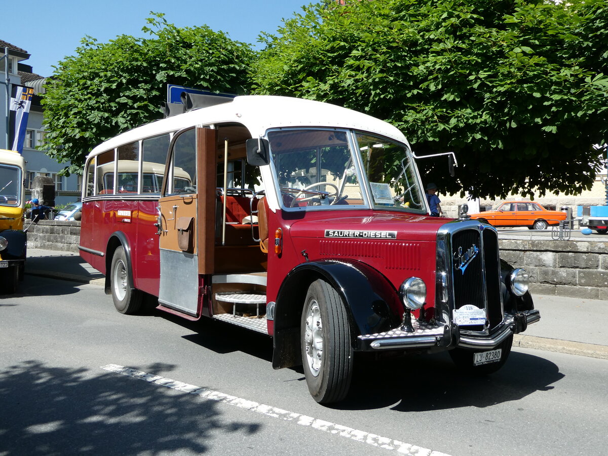 (236'570) - Bechter, Kriens - LU 82'380 - Saurer/Krapf (ex Mnch, D-Marienberg; ex Spirig, Widnau; ex RhV Altsttten Nr. 33; ex Thr, Eichberg) am 4. Juni 2022 in Sarnen, OiO