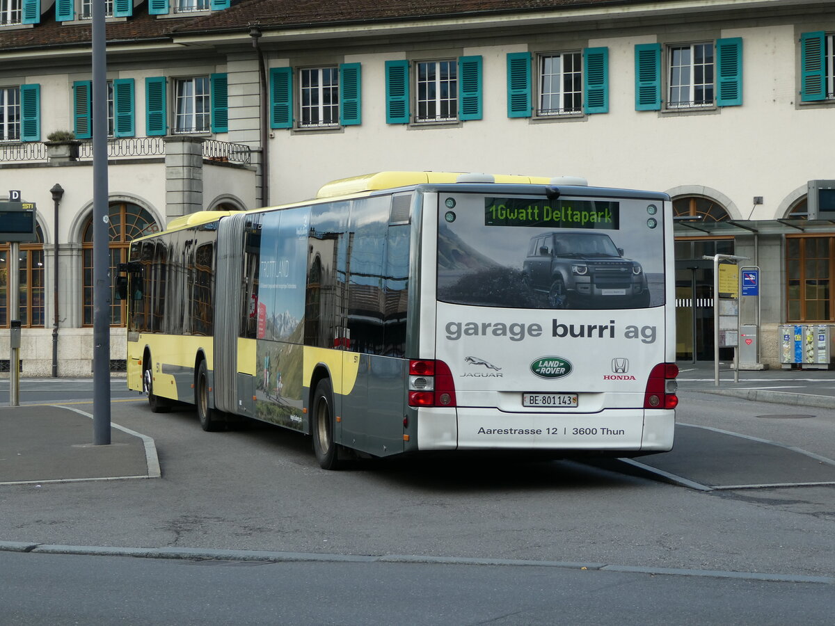 (236'844) - STI Thun - Nr. 143/BE 801'143 - MAN am 6. Juni 2022 beim Bahnhof Thun