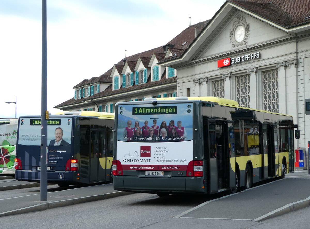 (236'845) - STI Thun - Nr. 148/BE 801'148 - MAN am 6. Juni 2022 beim Bahnhof Thun