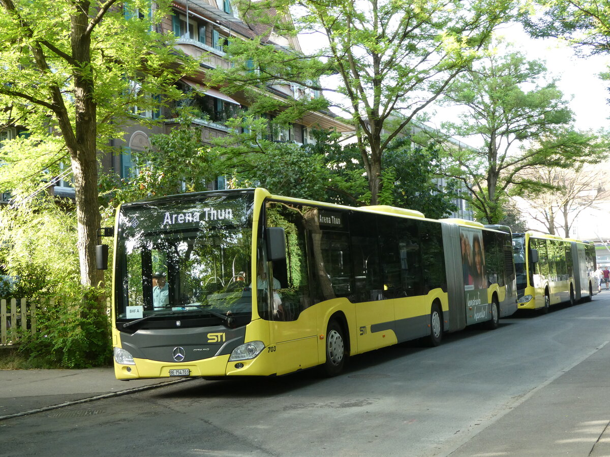 (237'254) - STI Thun - Nr. 703/BE 754'703 - Mercedes am 18. Juni 2022 beim Bahnhof Thun (Kante X)