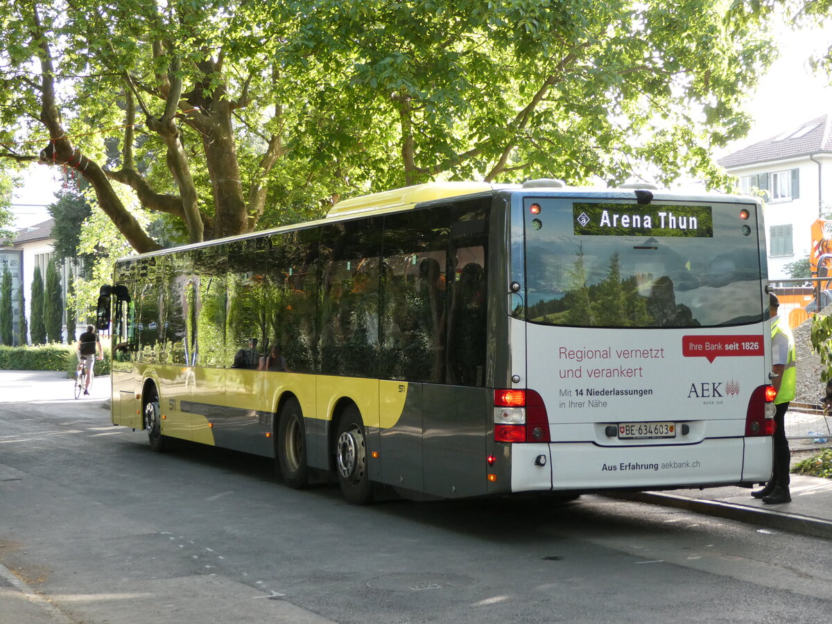 (237'255) - STI Thun - Nr. 603/BE 634'603 - MAN am 18. Juni 2022 beim Bahnhof Thun (Kante X)