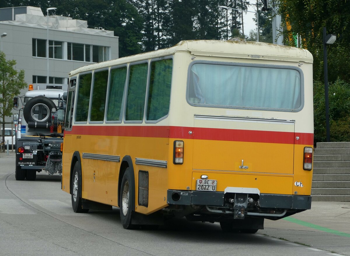 (239'530) - Ryser, Auswil - BE 2077 U - Saurer/Hess (ex Flury, Balm) am 27. August 2022 in Oberkirch, CAMPUS Sursee