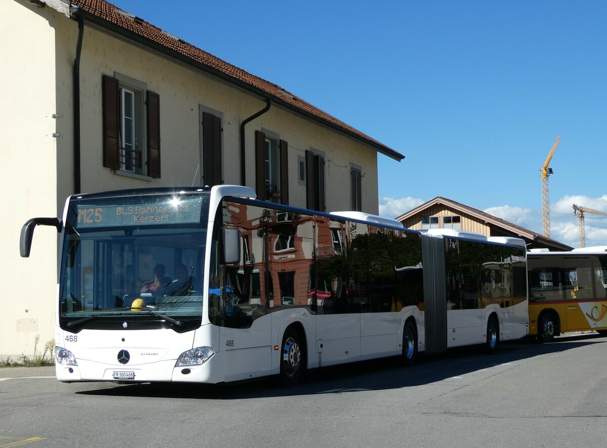 (240'039) - Intertours, Domdidier - Nr. 468/FR 300'468 - Mercedes (ex Nr. 201) am 11. September 2022 beim Bahnhof Kerzers