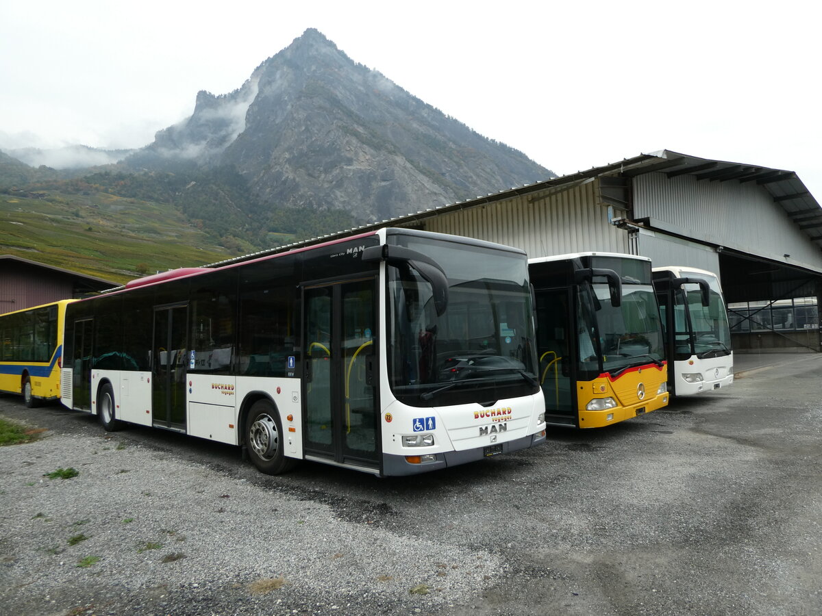 (240'707) - Buchard, Leytron - Nr. 72 - MAN (ex PostAuto Wallis Nr. 68; ex Lathion, Sion Nr. 68) am 8. Oktober 2022 in Leytron, Garage