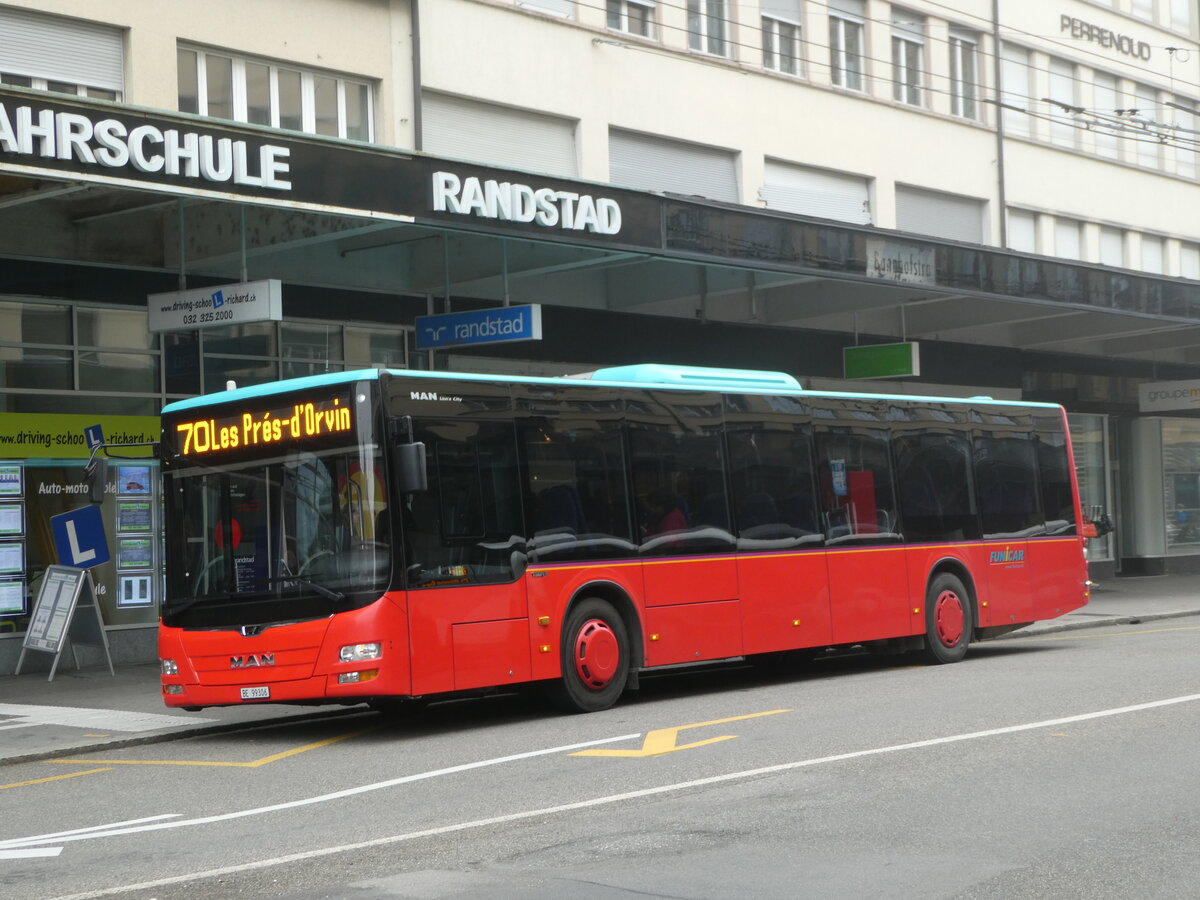 (241'901) - Funi-Car, Biel - Nr. 6/BE 99'306 - MAN am 29. Oktober 2022 beim Bahnhof Biel