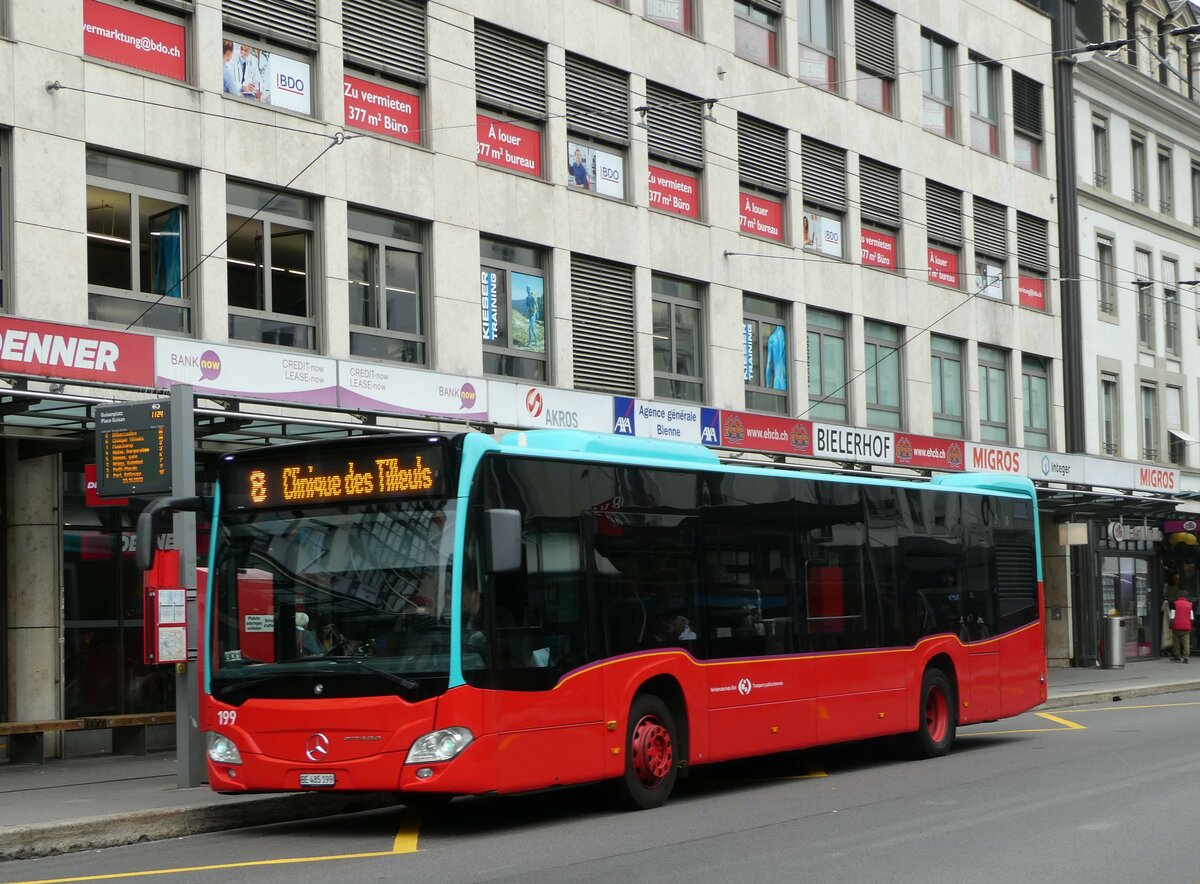 (241'924) - VB Biel - Nr. 199/BE 485'199 - Mercedes (ex Binggeli, Studen) am 29. Oktober 2022 in Biel, Guisanplatz