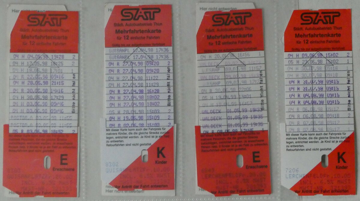 (242'079) - SAT/STI-Mehrfahrtenkarten am 1. November 2022 in Thun