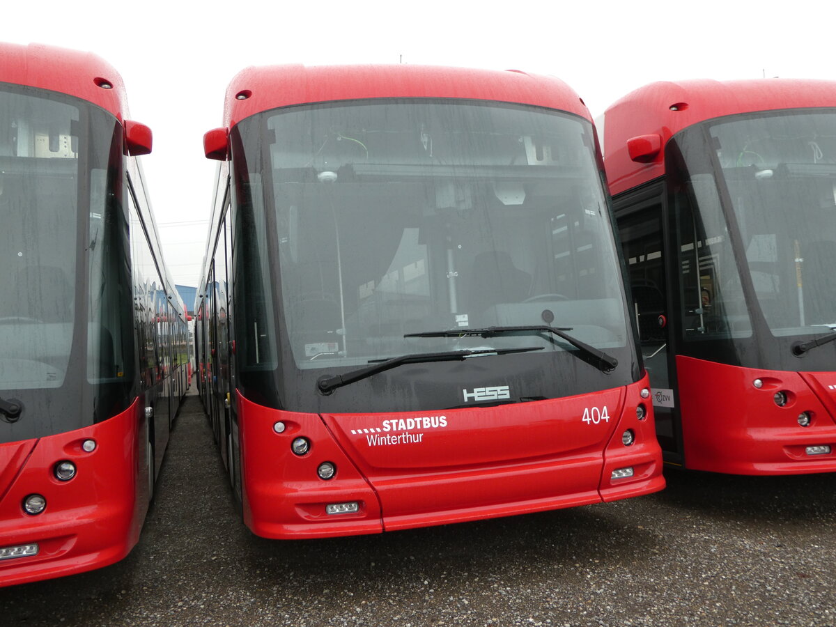 (242'601) - SW Winterthur - Nr. 404 - Hess/Hess Doppelgelenktrolleybus am 13. November 2022 in Wil, Larag