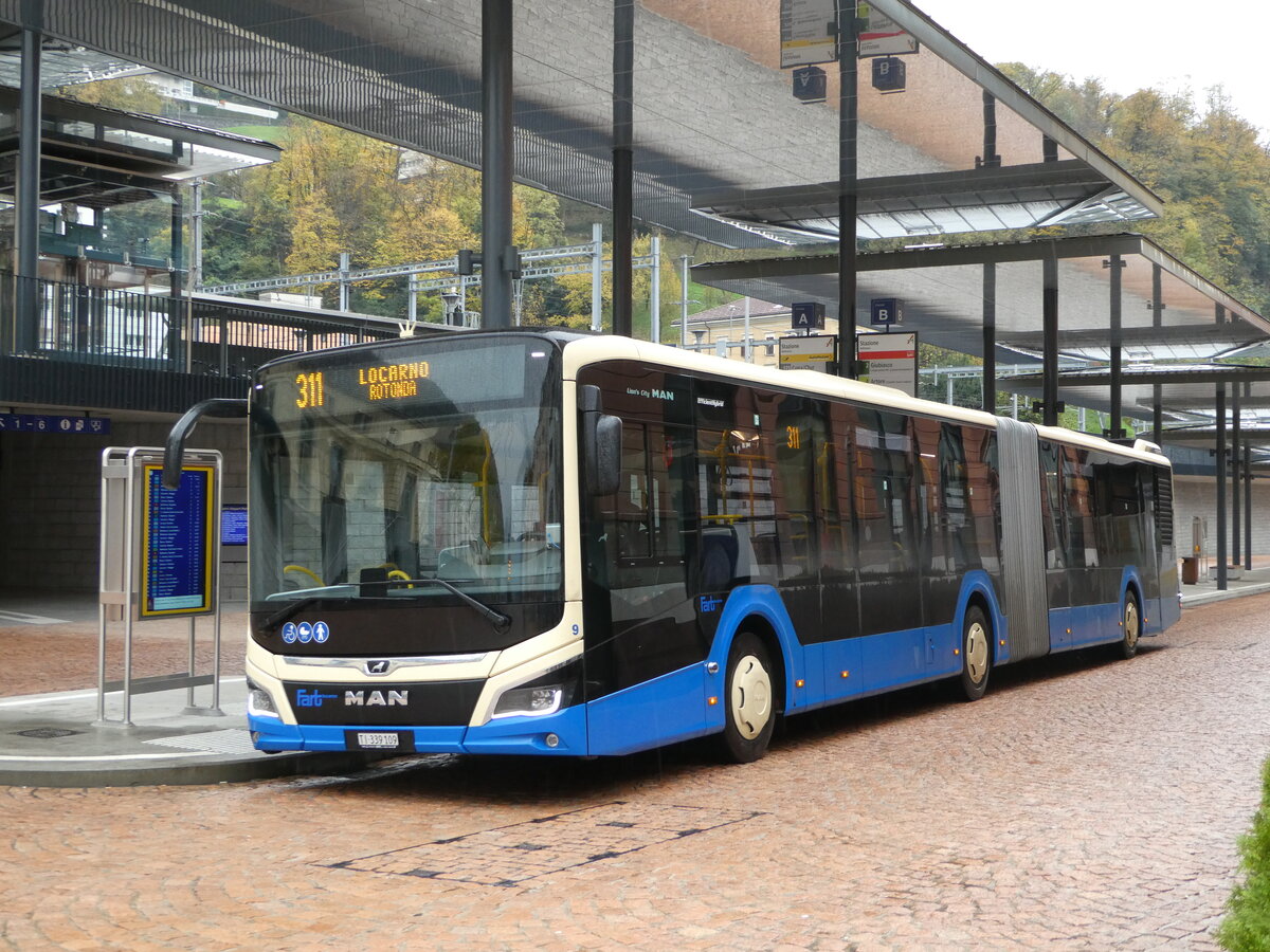 (242'714) - FART Locarno - Nr. 9/TI 339'109 - MAN am 15. November 2022 beim Bahnhof Bellinzona