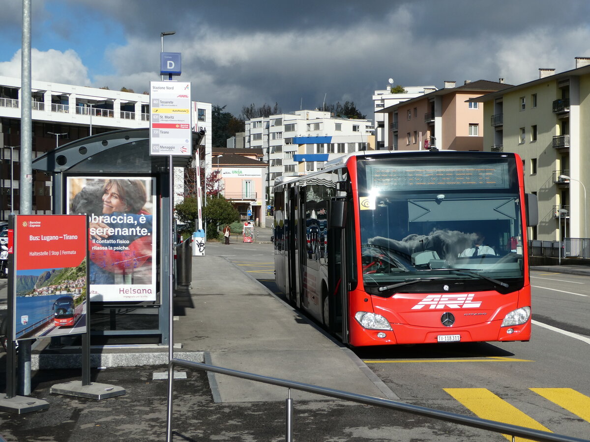 (242'809) - ARL Viganello - Nr. 11/TI 118'311 - Mercedes am 16. November 2022 beim Bahnhof Lugano