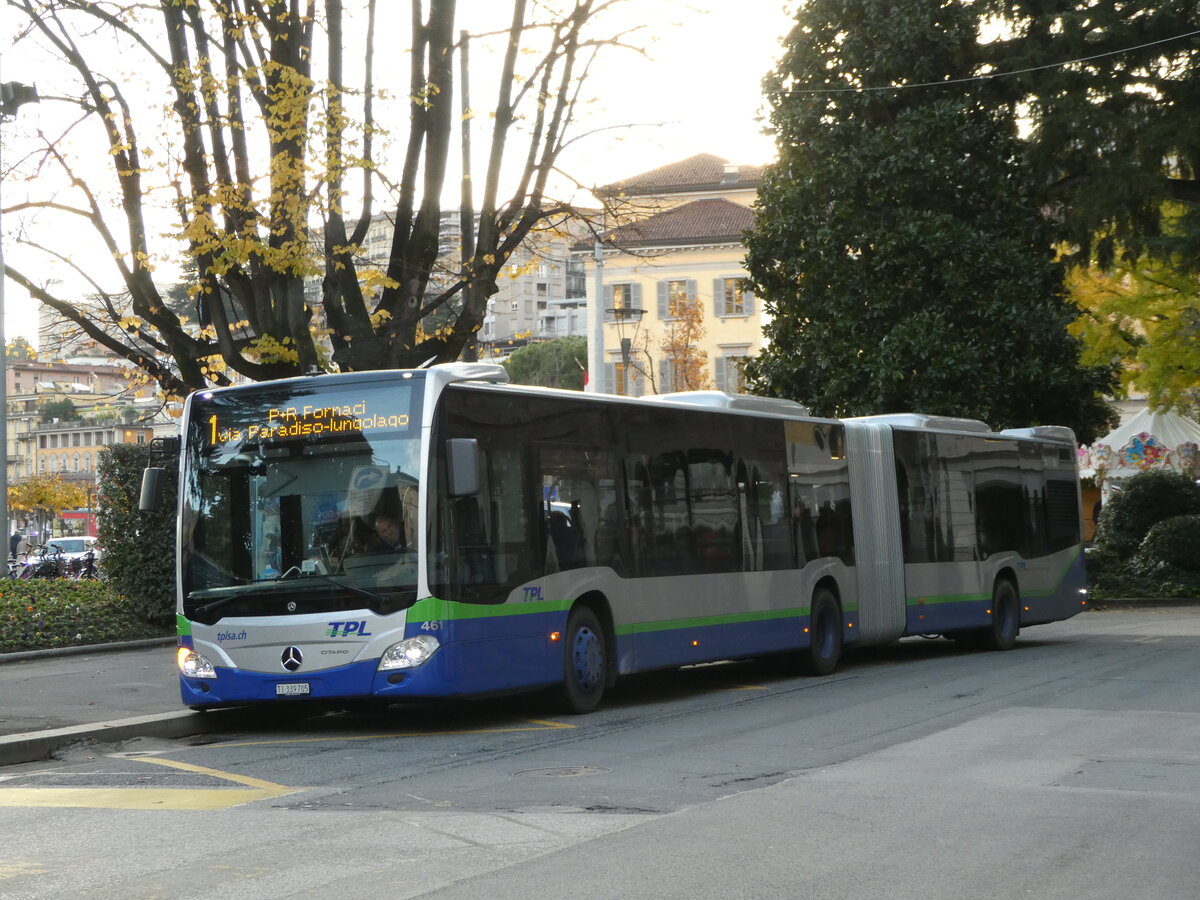 (242'842) - TPL Lugano - Nr. 461/TI 339'705 - Mercedes am 16. November 2022 in Lugano, Piazza Manzoni