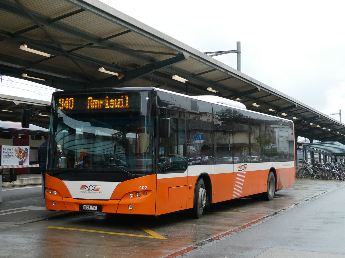 (243'298) - AOT Amriswil - Nr. 402/TG 231'399 - Neoplan (ex Nr. 6) am 29. November 2022 beim Bahnhof Romanshorn