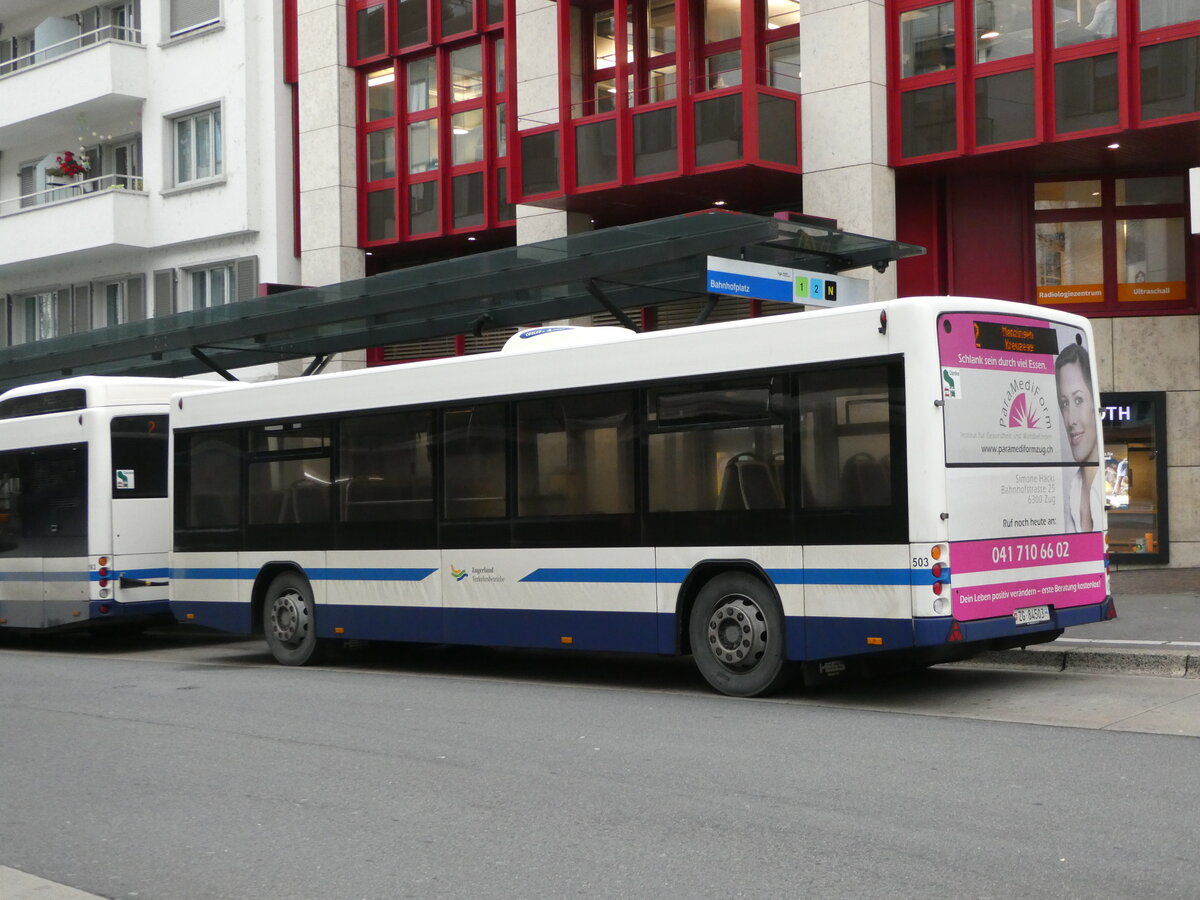 (243'522) - ZVB Zug - Nr. 503/ZG 84'503 - Lanz+Marti/Hess Personenanhnger am 7. Dezember 2022 beim Bahnhof Zug