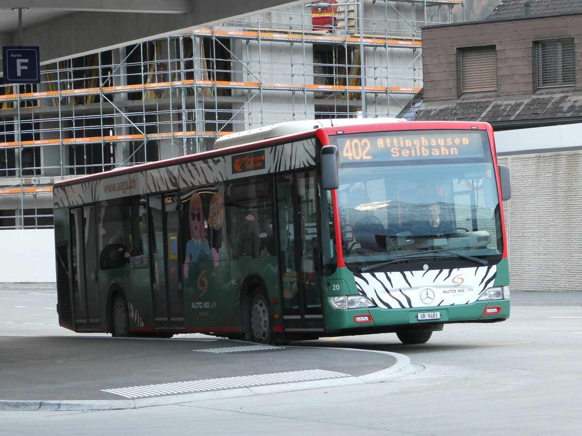 (243'543) - AAGU Altdorf - Nr. 20/UR 9483 - Mercedes (ex AAGS Schwyz Nr. 35; ex AAGS Schwyz Nr. 10) am 7. Dezember 2022 beim Bahnhof Altdorf