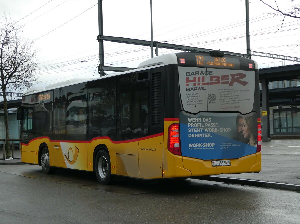 (244'102) - PostAuto Ostschweiz - TG 158'205 - Mercedes am 21. Dezember 2022 beim Bahnhof Weinfelden