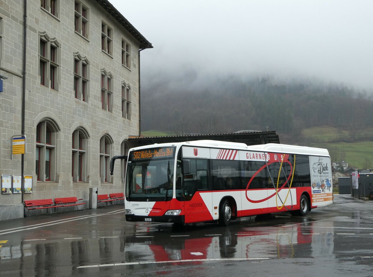 (244'441) - Niederer, Filzbach - Nr. 13/GL 40/PID 5574 - Mercedes am 3. Januar 2023 beim Bahnhof Glarus