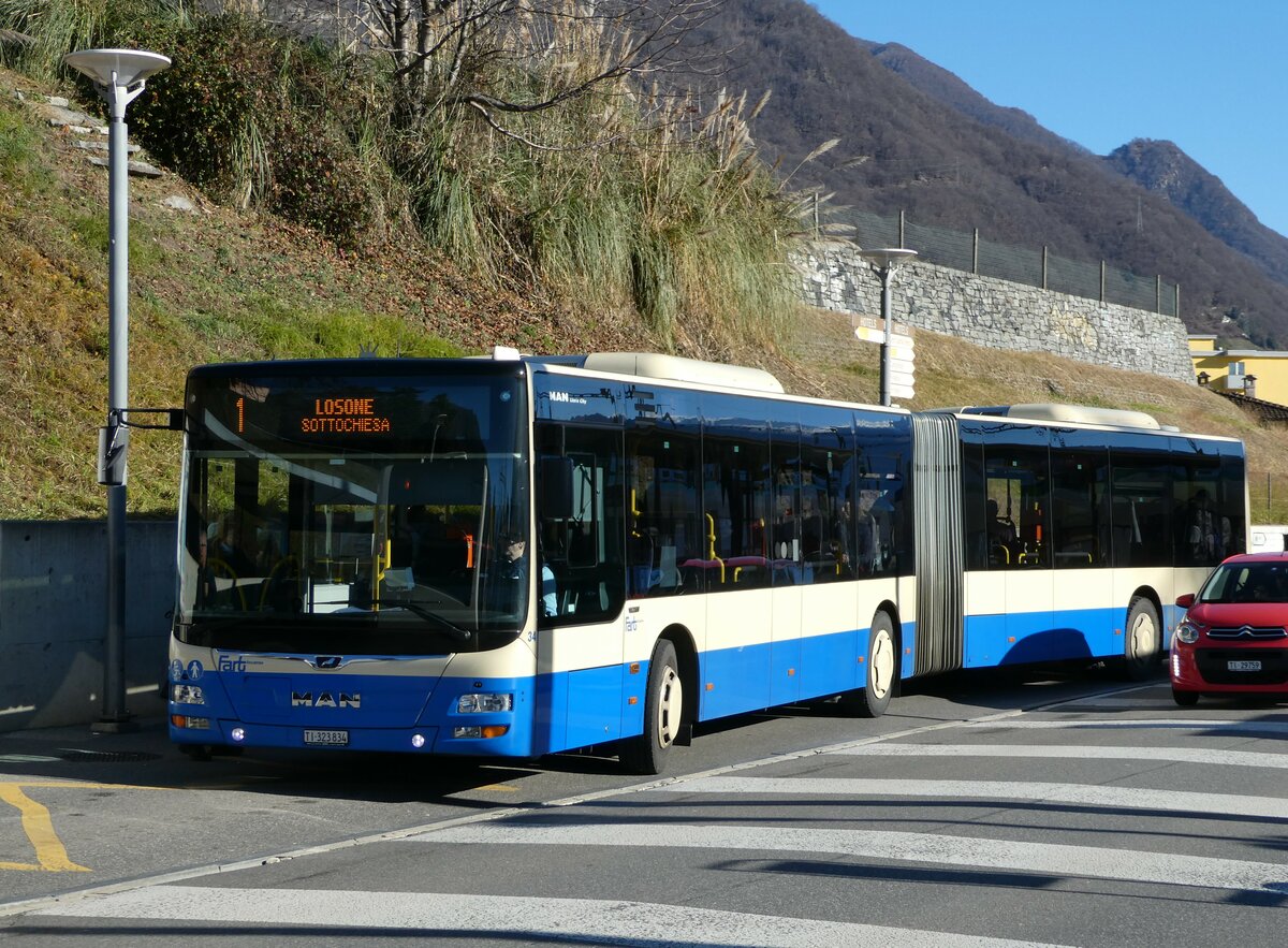 (244'900) - FART Locarno - Nr. 34/TI 323'834 - MAN am 10. Januar 2023 beim Bahnhof Tenero