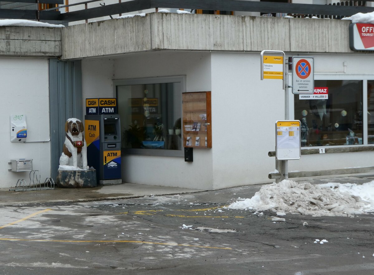 (245'039) - PostAuto-Haltestelle am 14. Januar 2023 in La Tzoumaz, Tlcabine