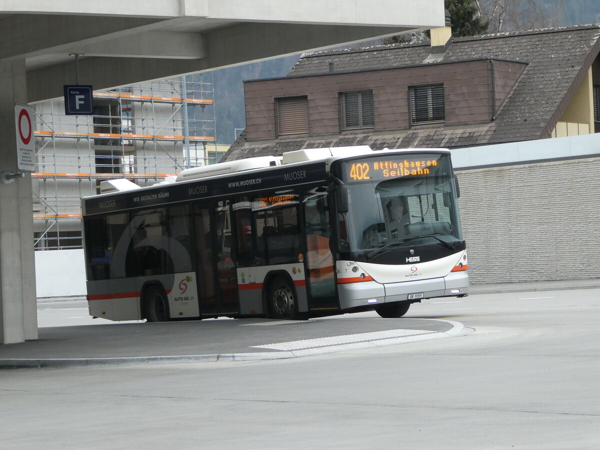 (245'412) - AAGU Altdorf - Nr. 7/UR 9359 - Scania/Hess am 25. Januar 2023 beim Bahnhof Altdorf