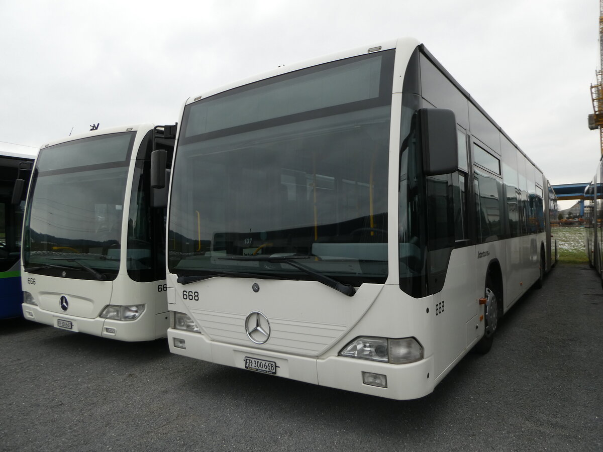 (245'511) - Intertours, Domdidier - Nr. 668/FR 300'668 - Mercedes (ex Nr. 203; ex VZO Grningen Nr. 53) am 28. Januar 2023 in Domdidier, Garage