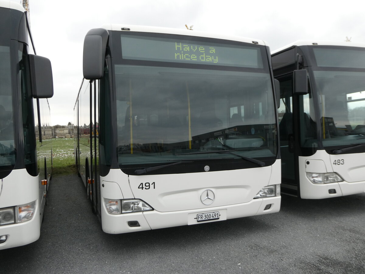 (245'516) - Intertours, Domdidier - Nr. 491/FR 300'491 - Mercedes (ex Steiner, Ortschwaben Nr. 12/PID 4289) am 28. Januar 2023 in Domdidier, Garage