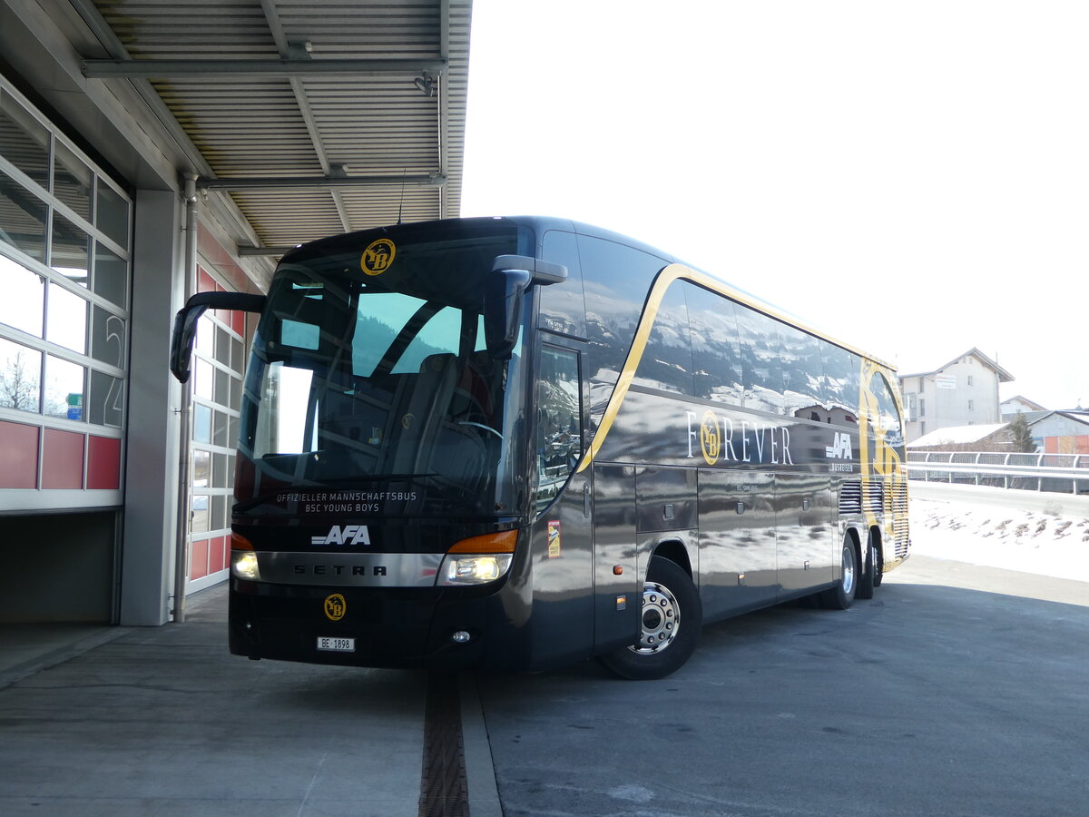 (245'535) - AFA Adelboden - Nr. 21/BE 1898 - Setra (ex Edelline, Liebefeld Nr. 54) am 29. Januar 2023 in Frutigen, Garage