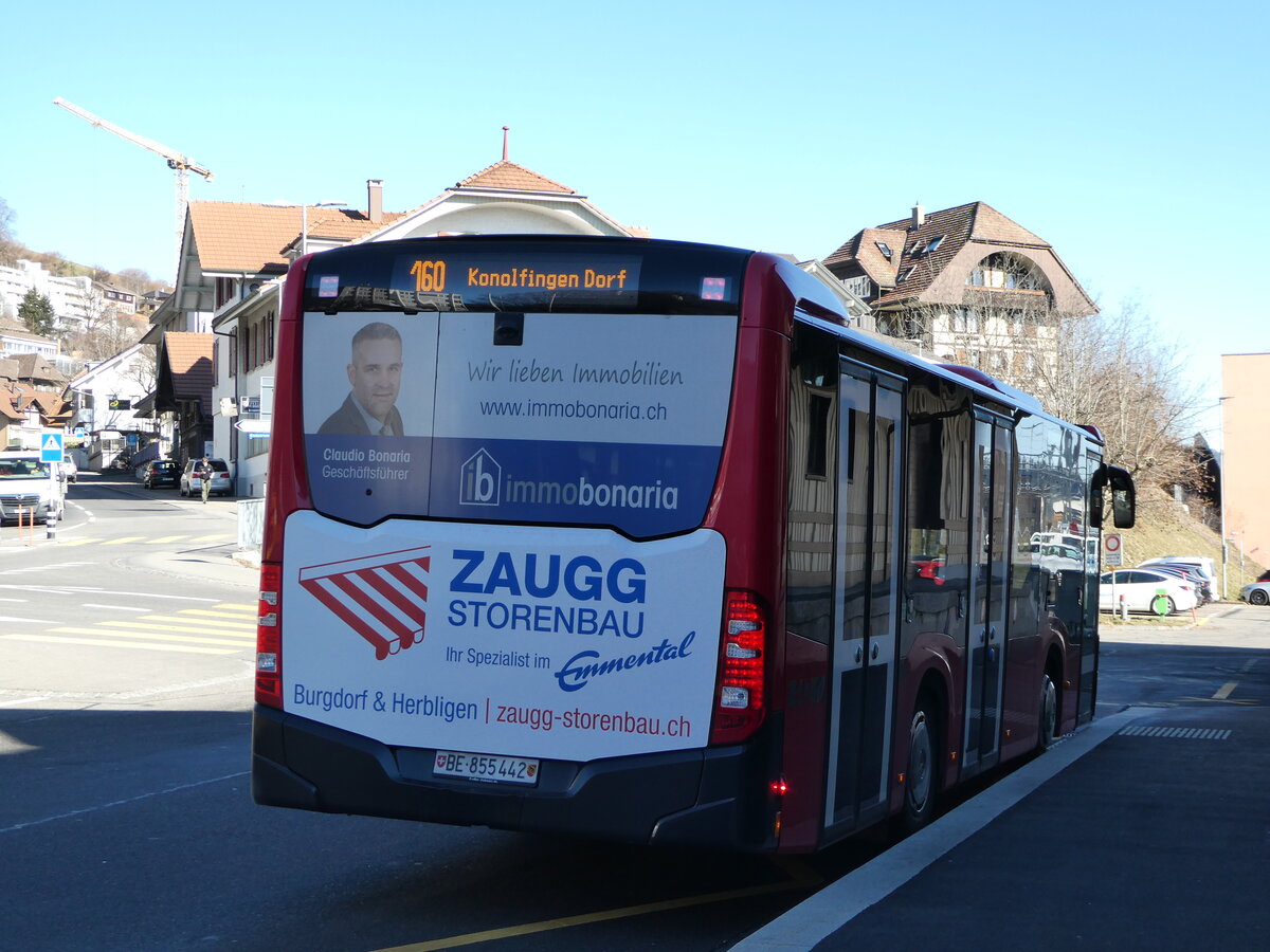 (246'090) - Bernmobil, Bern - Nr. 442/BE 855'442 - Mercedes am 14. Februar 2023 beim Bahnhof Konolfingen