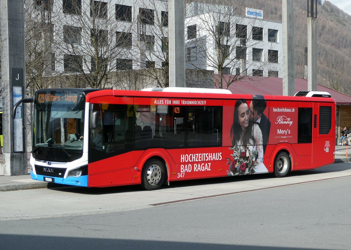 (246'518) - BSW Sargans - Nr. 347/SG 317'757 - MAN am 24. Februar 2023 beim Bahnhof Sargans