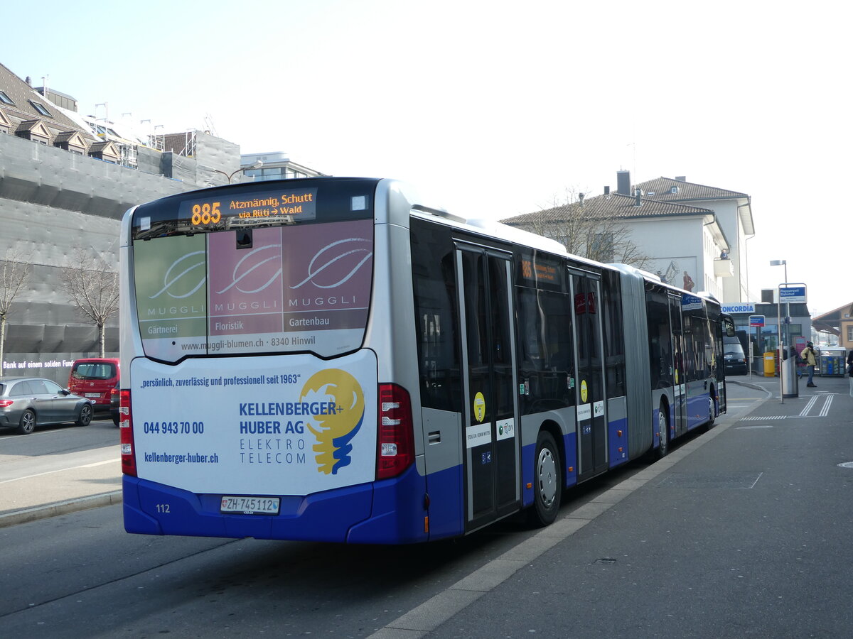 (246'829) - VZO Grningen - Nr. 112/ZH 745'112 - Mercedes am 4. Mrz 2023 beim Bahnhof Rapperswil