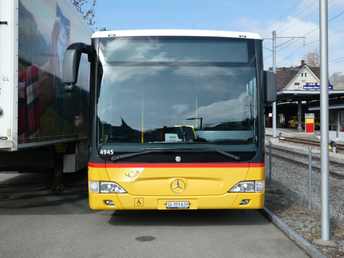 (246'834) - PostAuto Ostschweiz - SG 359'639/PID 4945 - Mercedes (ex Abderhalden, Wildhaus) am 4. Mrz 2023 in Nesslau, Garage