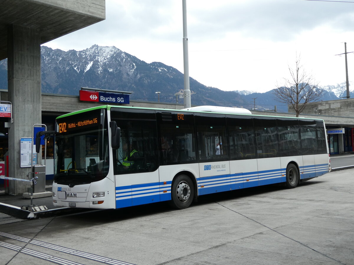 (247'022) - RTB Altsttten - Nr. 917/SG 482'213 - MAN (ex PostBus/A BD 15'355) am 9. Mrz 2023 beim Bahnhof Buchs