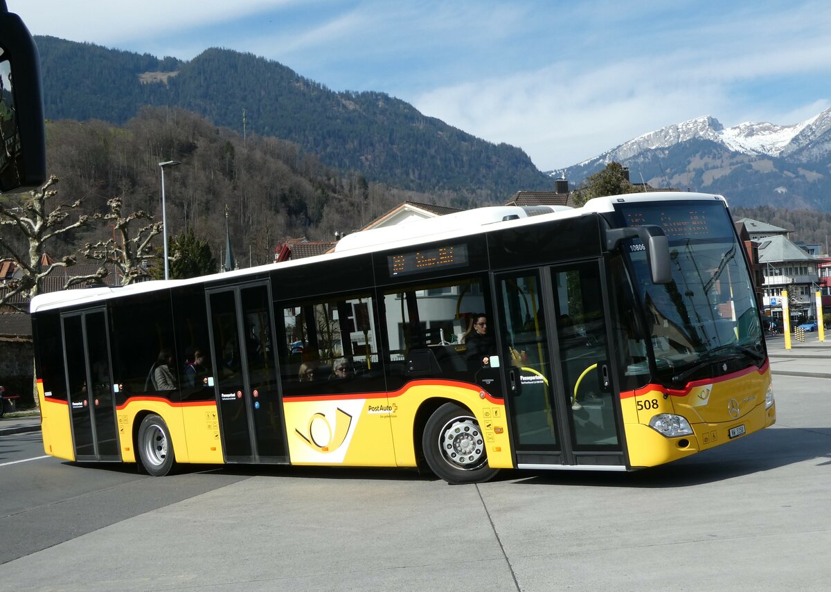 (247'439) - PostAuto Zentralschweiz - Nr. 508/NW 5150/PID 10'806 - Mercedes (ex Nr. 58; ex Nr. 14; ex Thepra, Stans Nr. 14) am 18. Mrz 2023 beim Bahnhof Sarnen