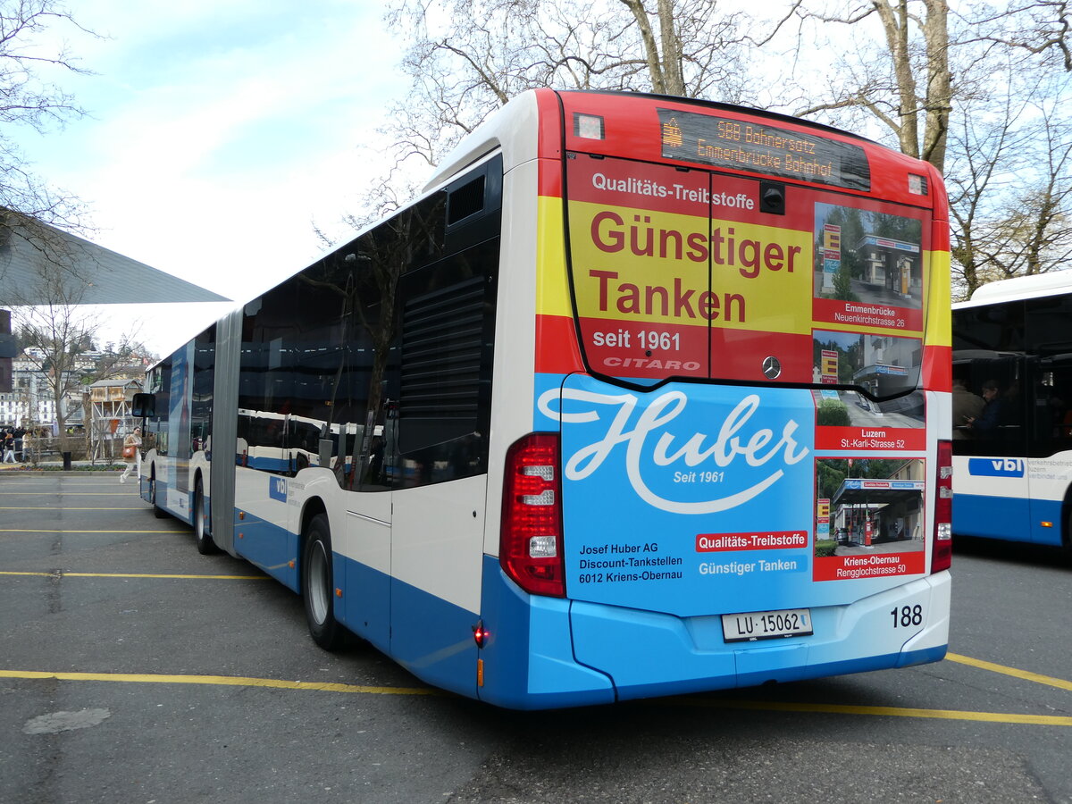 (247'457) - VBL Luzern - Nr. 188/LU 15'062 - Mercedes am 18. Mrz 2023 in Luzern, Inseli-P