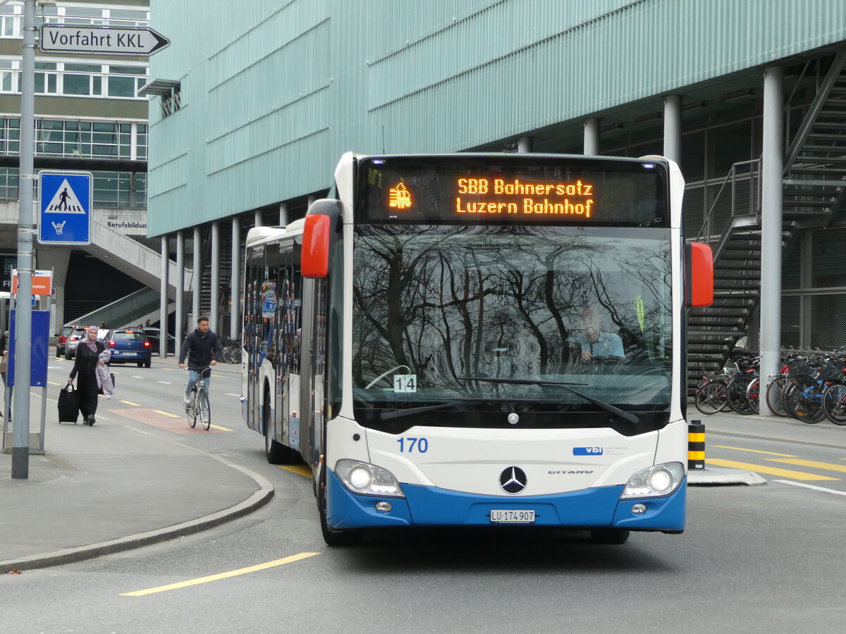 (247'467) - VBL Luzern - Nr. 170/LU 174'907 - Mercedes am 18. Mrz 2023 in Luzern, Inseli-P