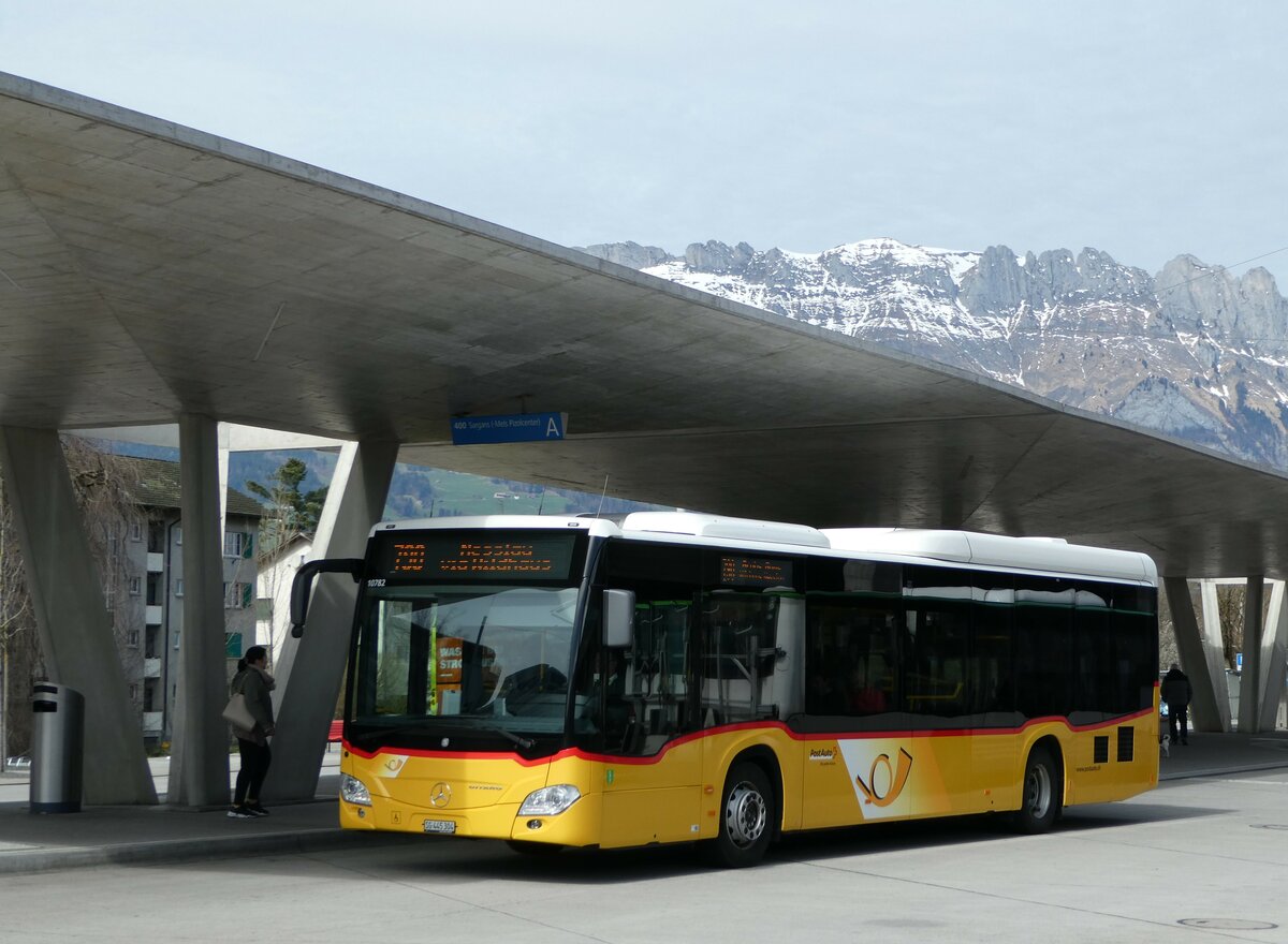 (247'495) - PostAuto Ostschweiz - SG 445'304/PID 10'782 - Mercedes am 21. Mrz 2023 beim Bahnhof Buchs